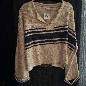 ILLA ILLA Cream and Navy Striped Sweater